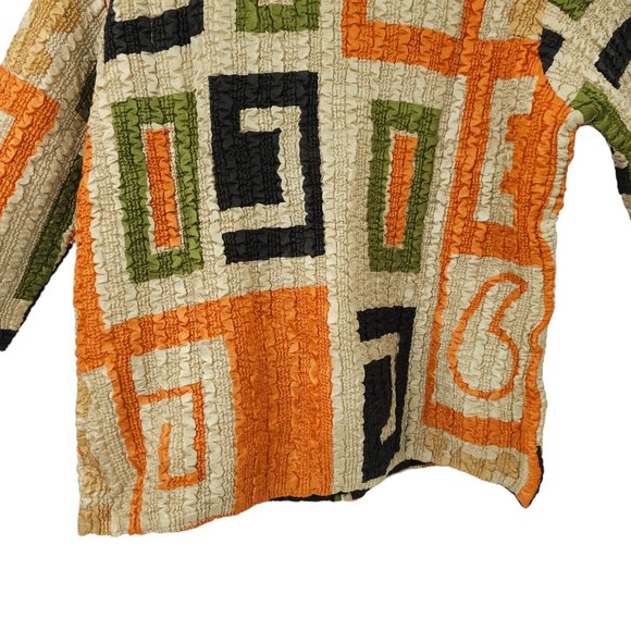 Pleats Collection Pings Imports Crinkle Stretch Geometric Full Zip Jacket Womens - Picture 14 of 16